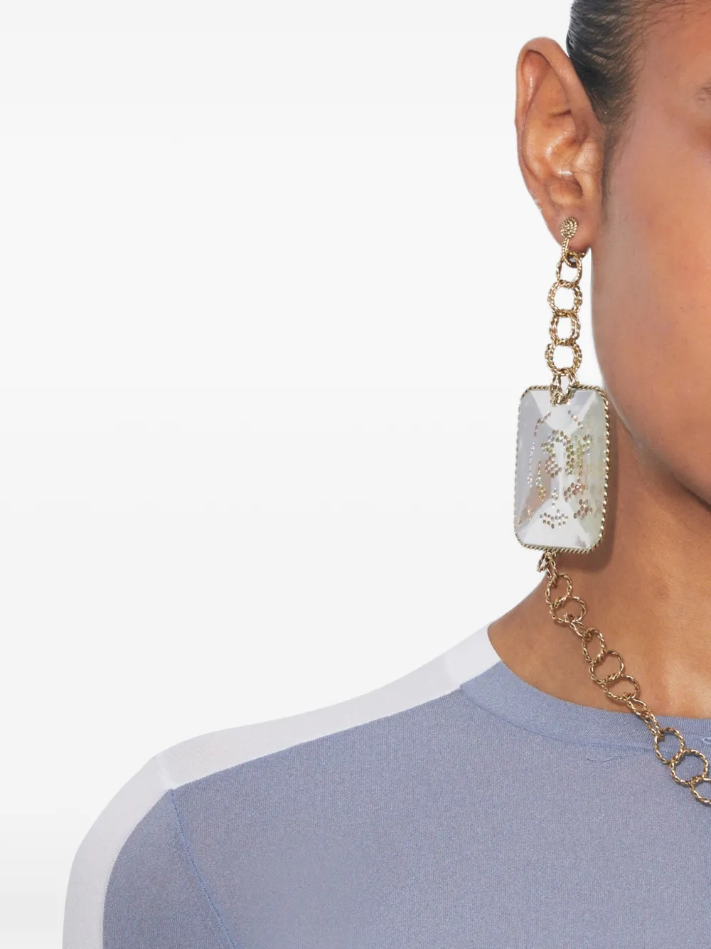  Tory Burch Runway Square Swirl Drop Earrings - Gold 