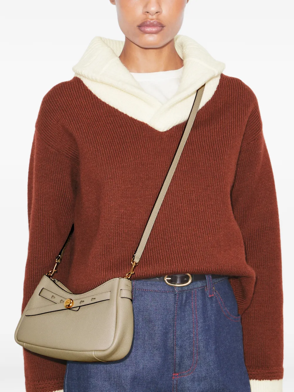 Tory Burch Romy crossbodytas met rits Beige