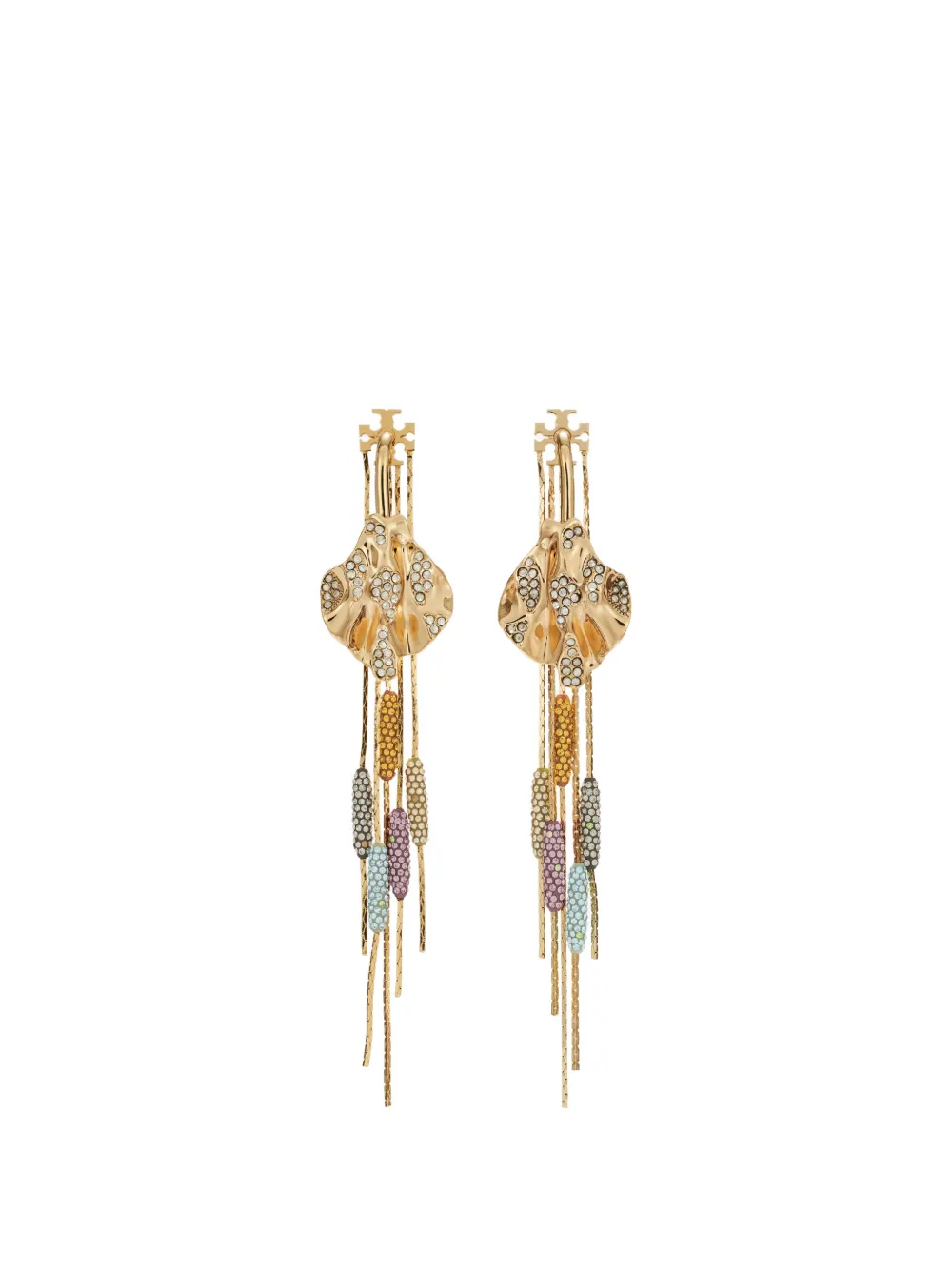 Tory Burch Runway embellished front-backs earrings - Oro