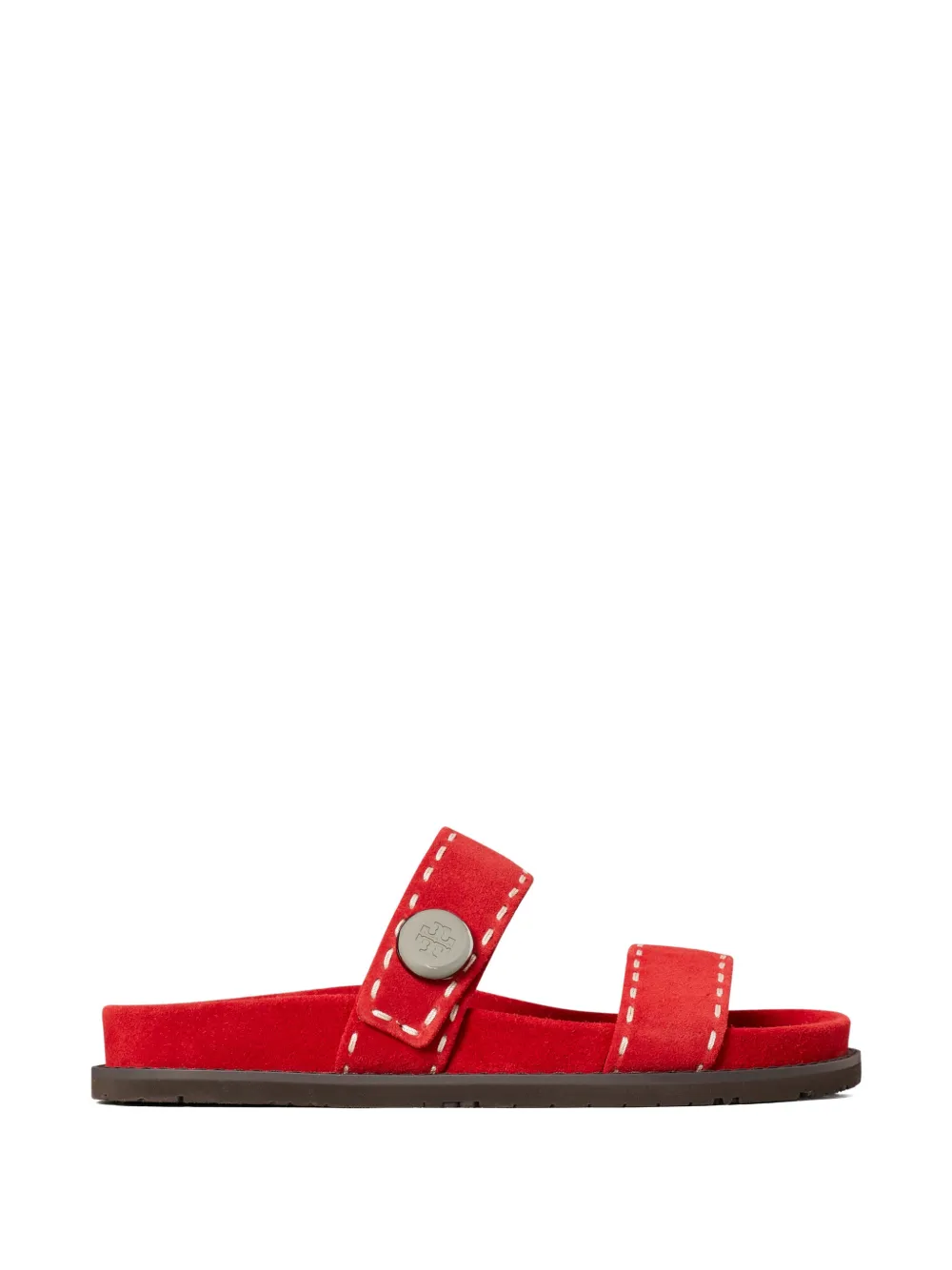 Tory Burch Romy topstitch sport slide Rood