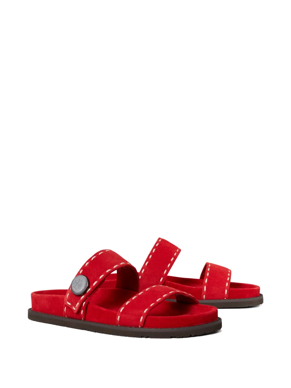 Tory Burch Romy topstitch sport slide Rood