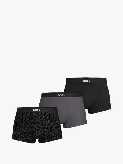 BOSS three-pack of stretch-cotton trunks with logos