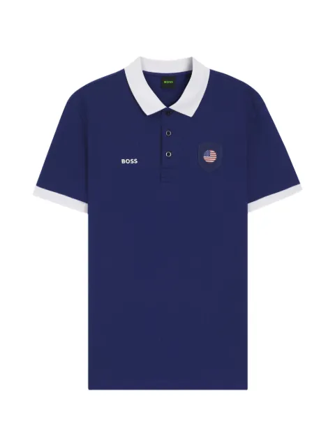 BOSS flag-patch polo shirt