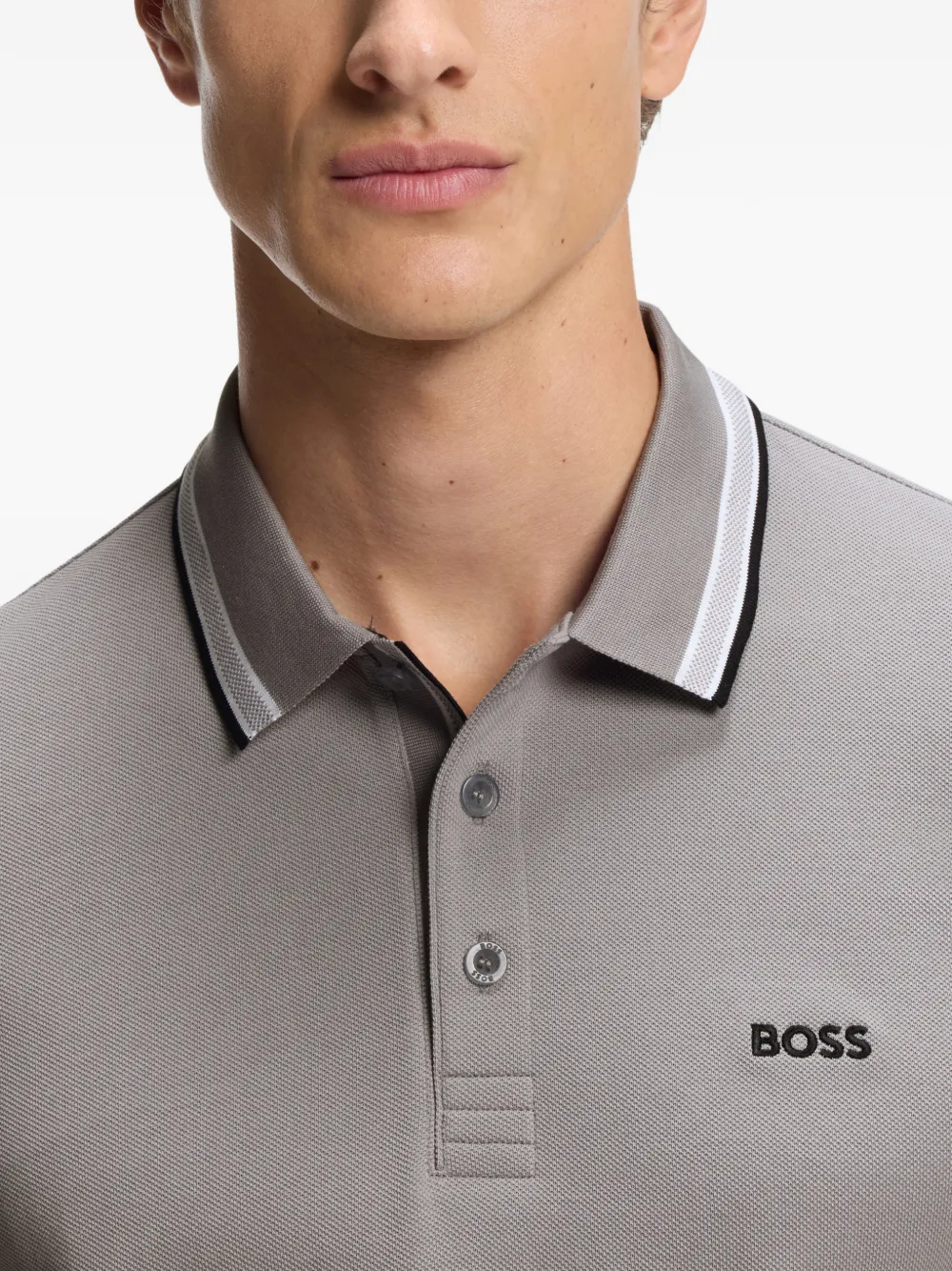 BOSS Poloshirt met geborduurd logo Grijs