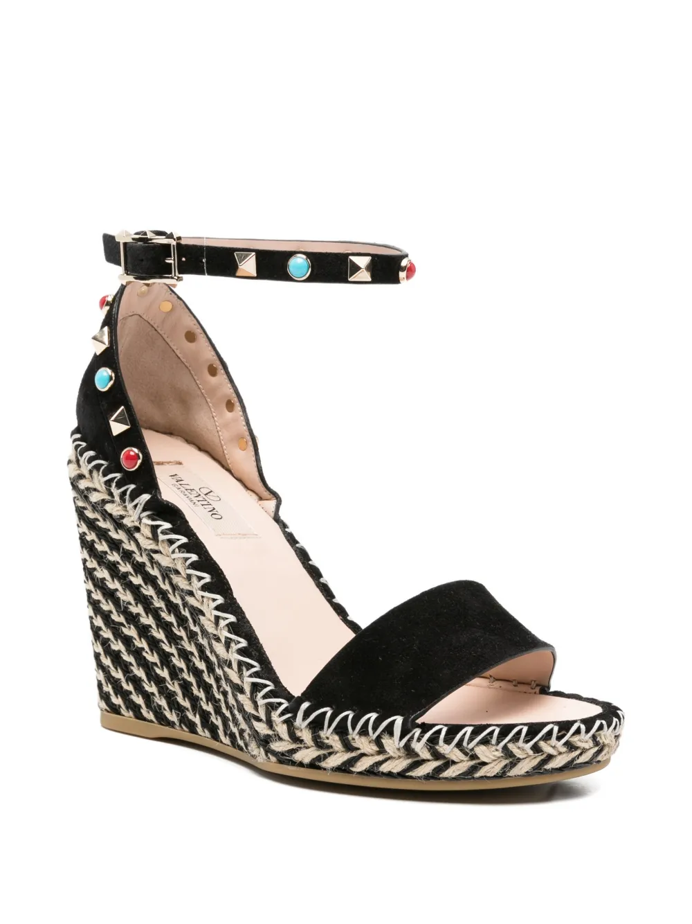 Valentino Garavani Espadrilles met enkelbandje en studs Zwart