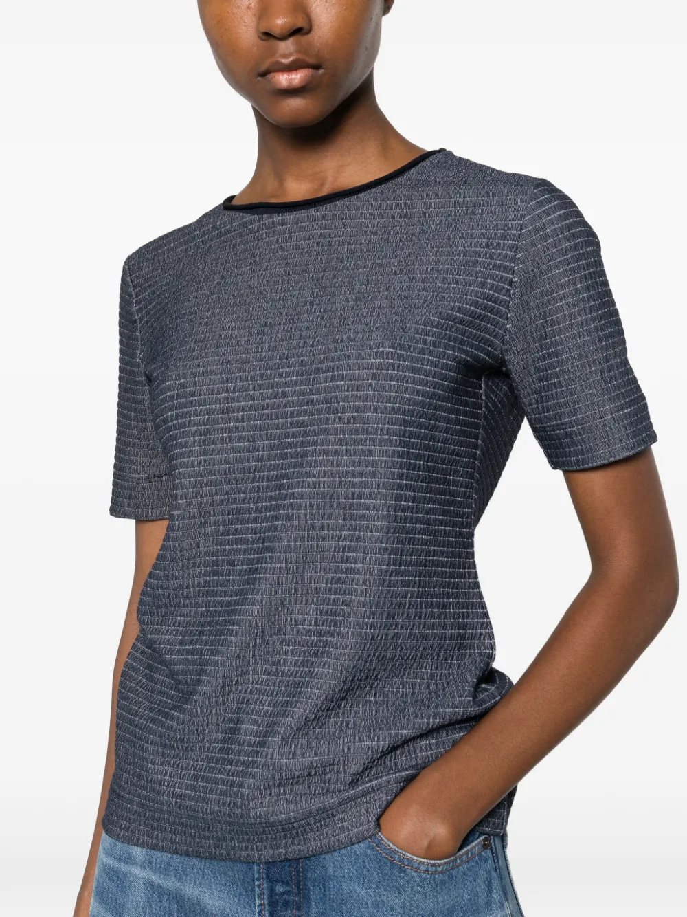 Emporio Armani Getextureerd T-shirt Blauw
