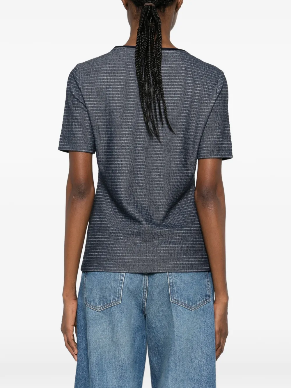 Emporio Armani Getextureerd T-shirt Blauw