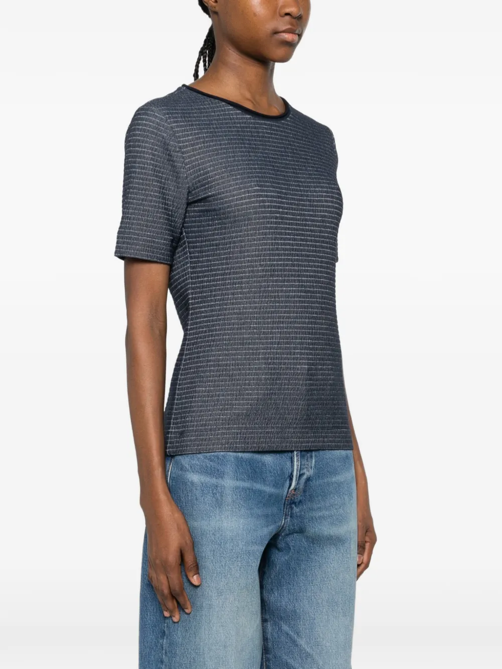 Emporio Armani Getextureerd T-shirt Blauw