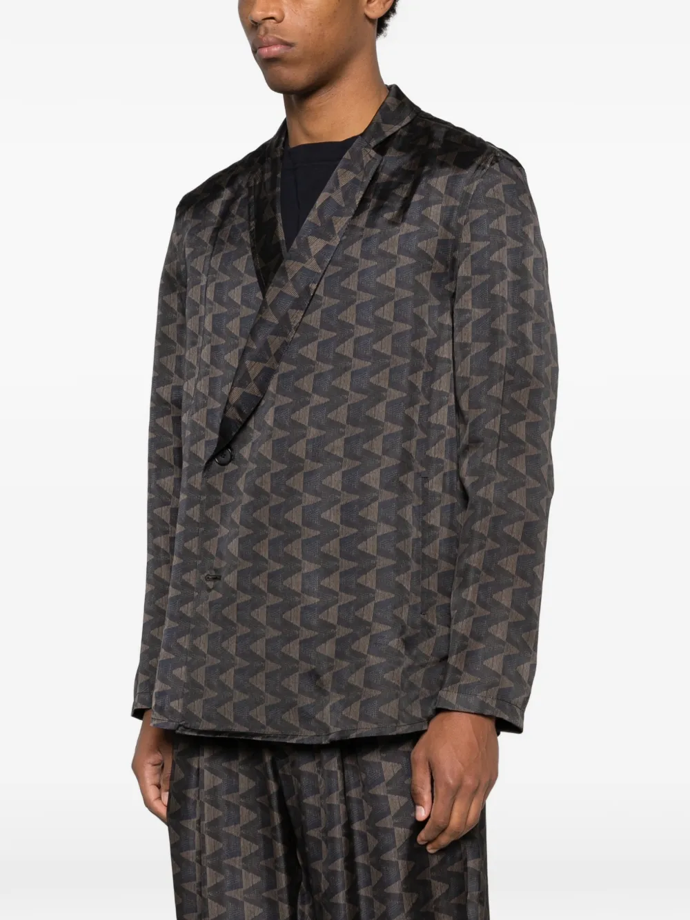  Giorgio Armani Geometric-patterned Blazer - Black 