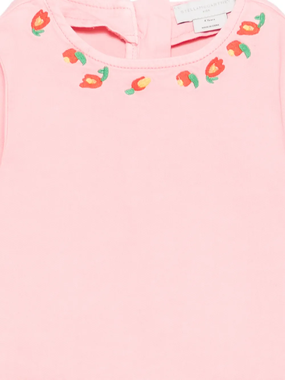 Stella McCartney Kids Spijkerjurk met geborduurde zak Roze
