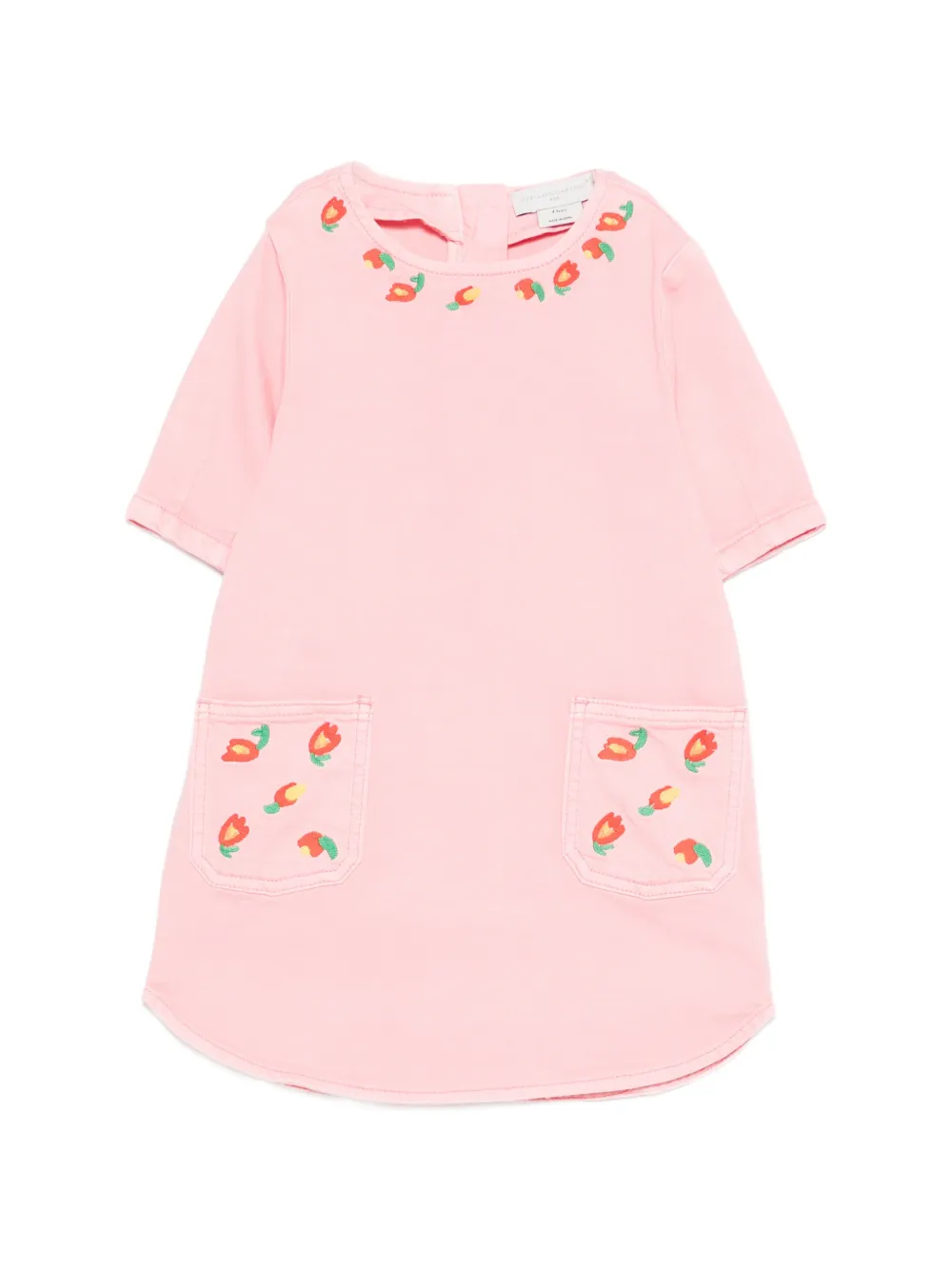 Stella McCartney Kids embroidered pocket denim dress - Rosa