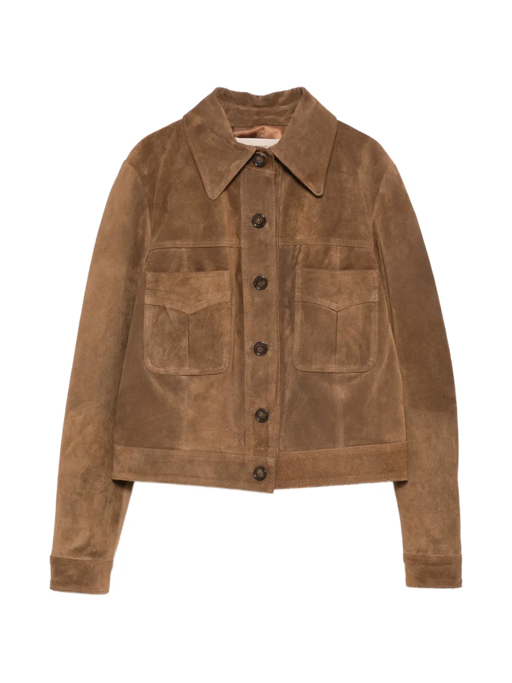 Blanca Vita Lederjacke mit geknöpften Taschen - Braun