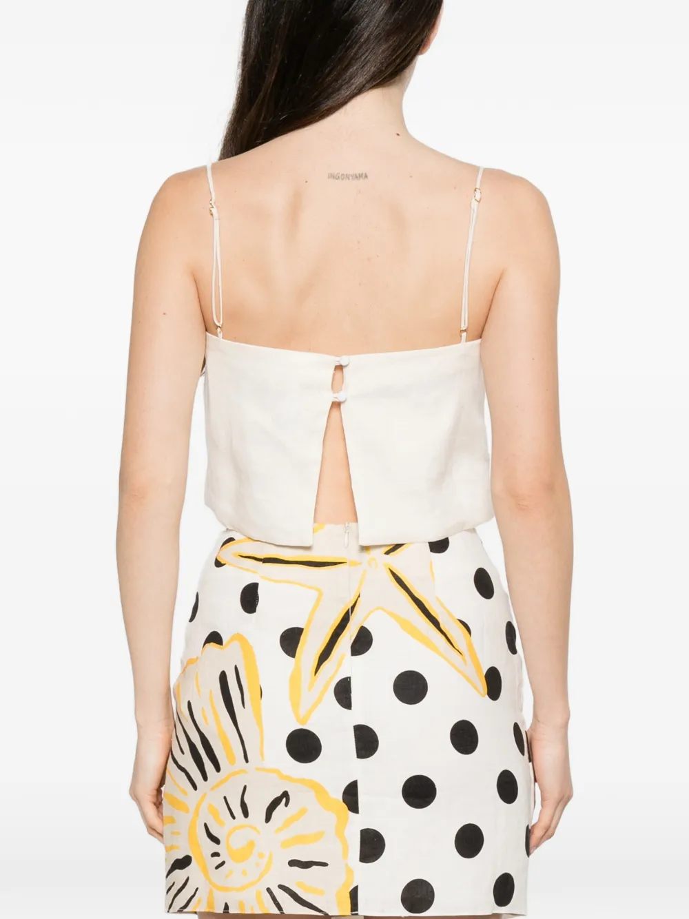 Cala de la Cruz Ariella top met bloemenpatch Wit