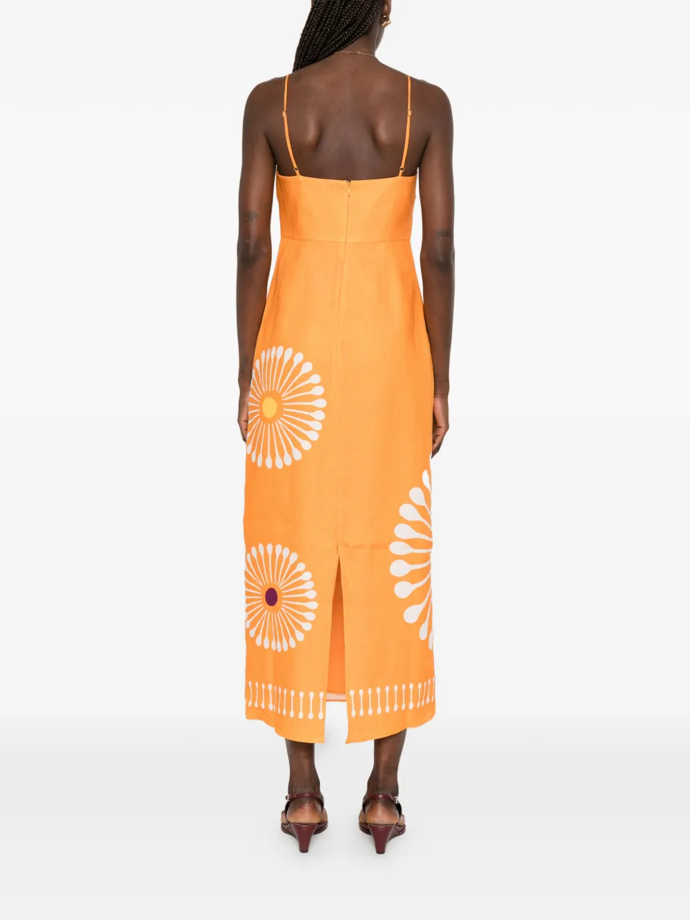 Cala de la Cruz Paloma maxi-jurk met print Oranje