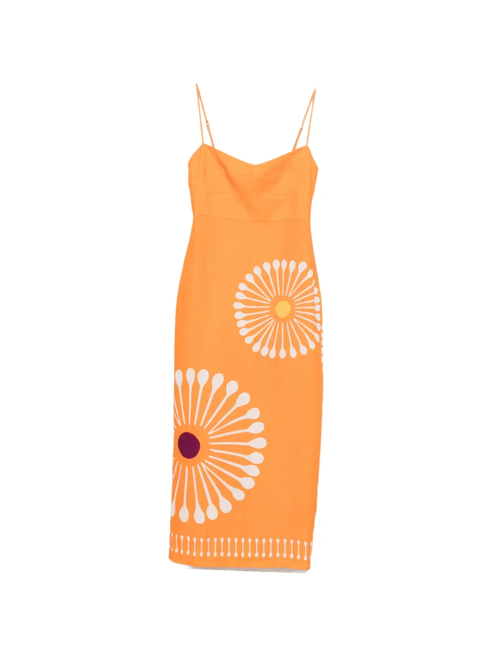 Cala de la Cruz Paloma graphic-print midi dress - Orange
