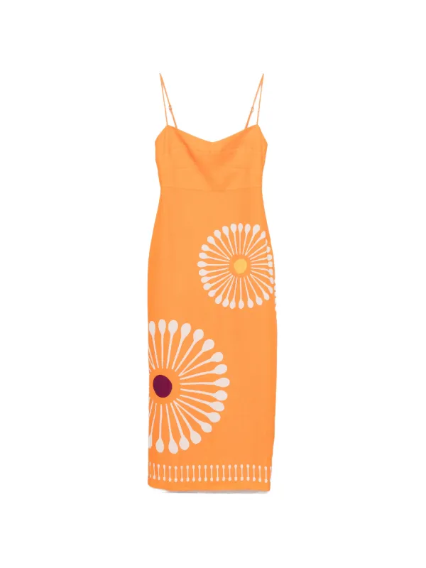 Cala De La Cruz Paloma graphic-print Midi Dress | Orange | FARFETCH