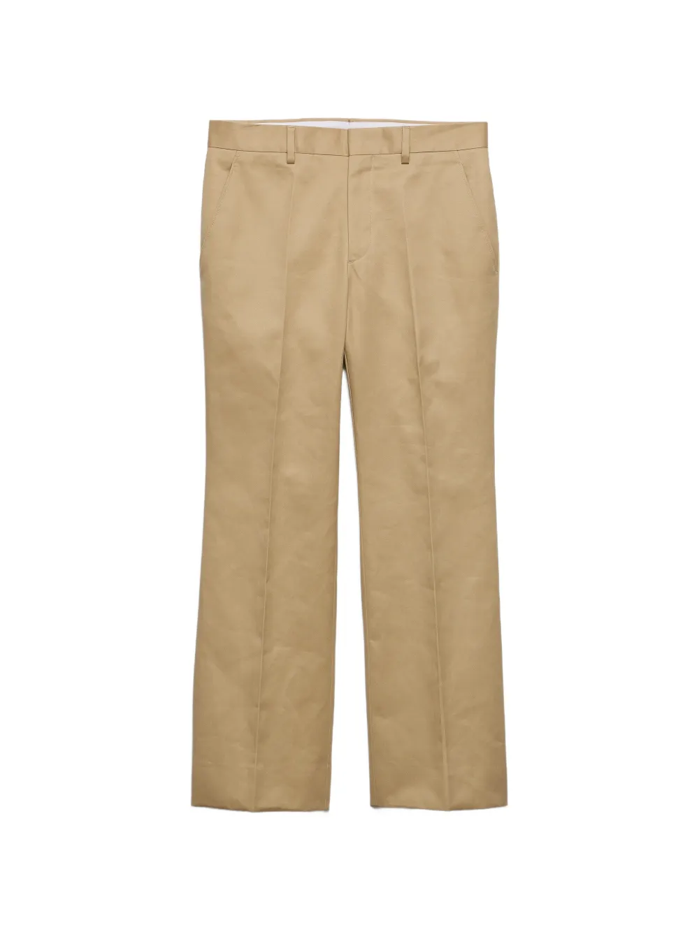 Prada Trumpet Flare Cotton Trousers In Brown