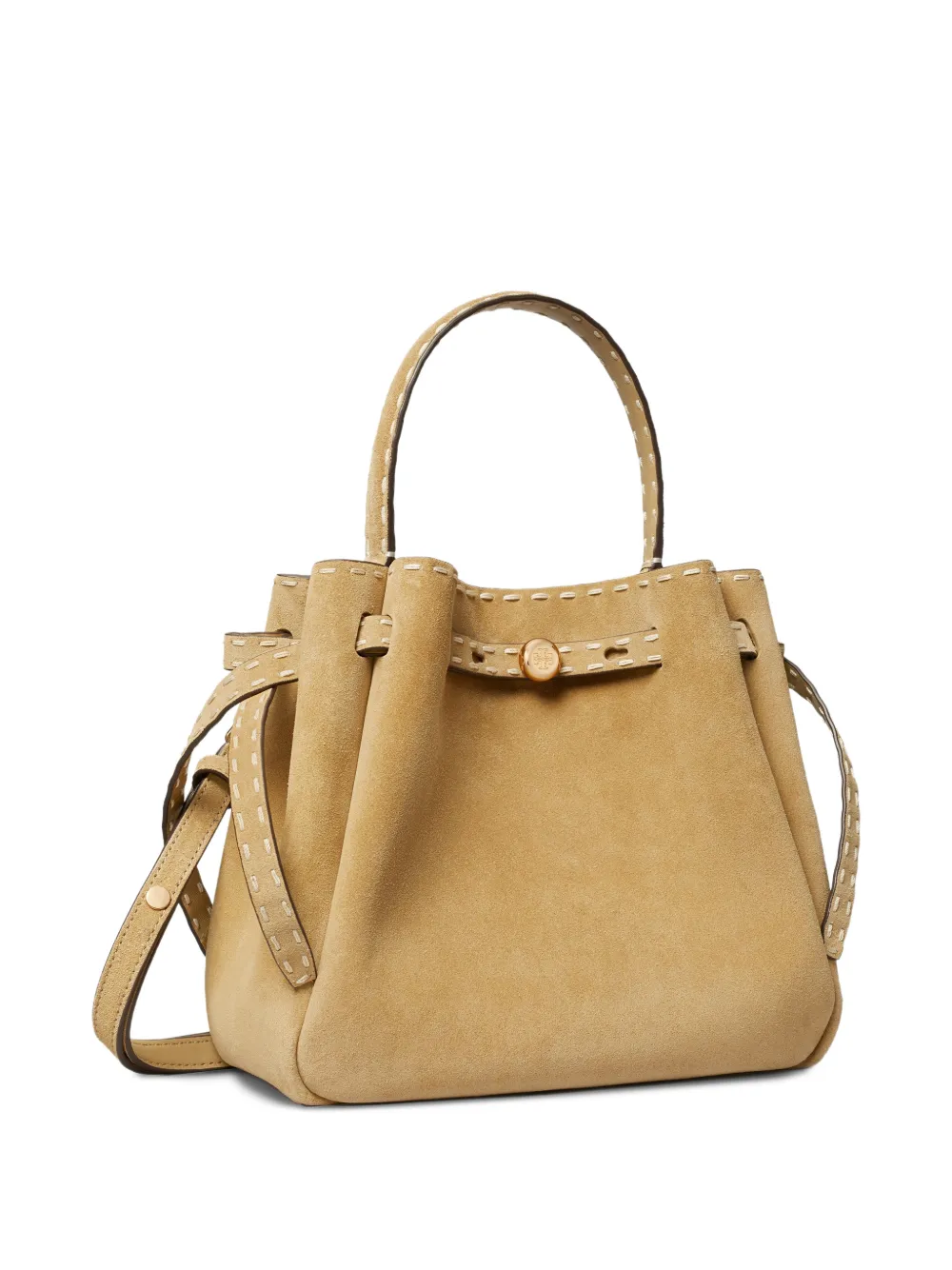 Tory Burch Romy bucket-tas met stiksels Beige
