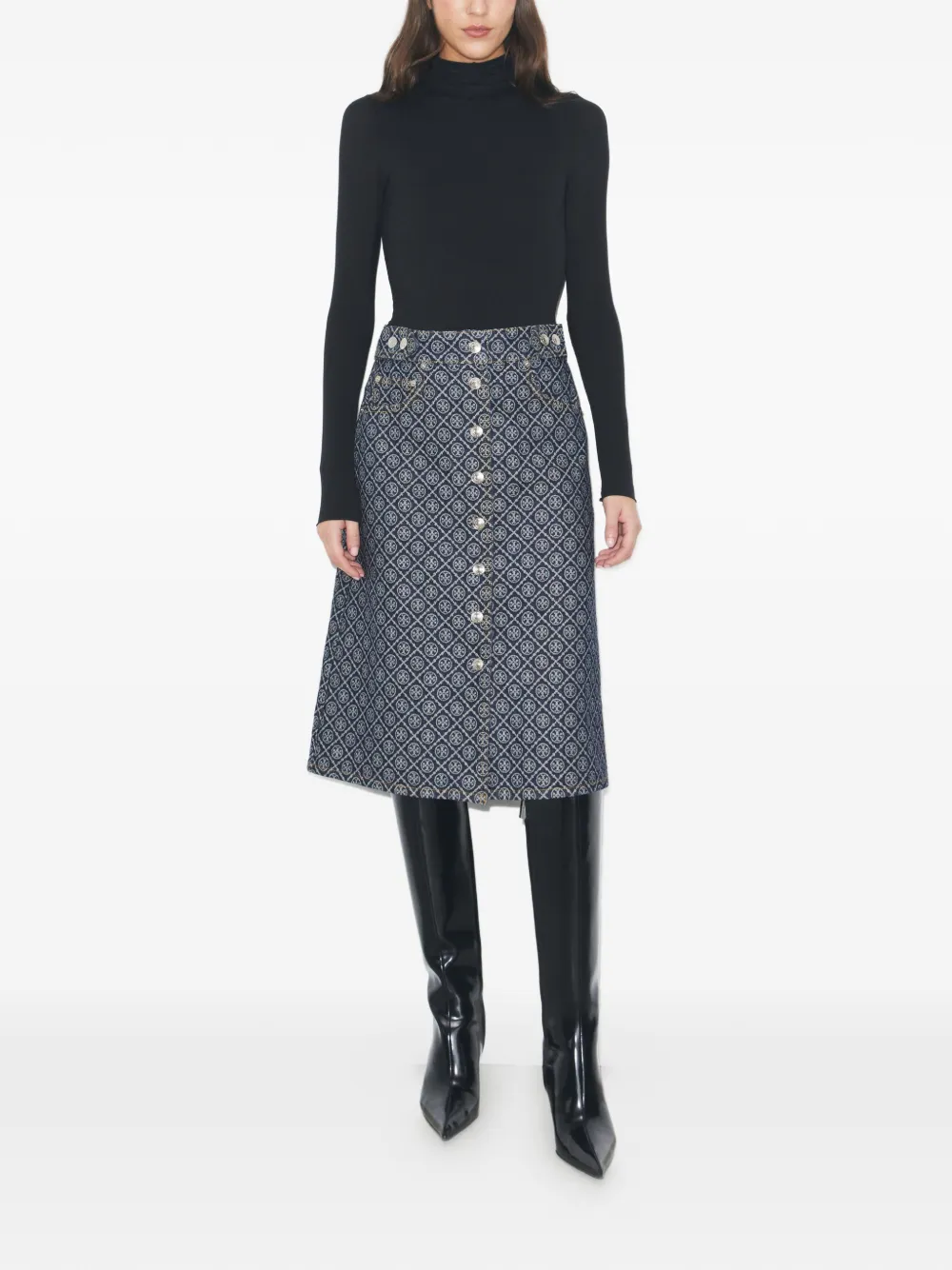  Tory Burch Flared Buttoned Skirt - Blue 