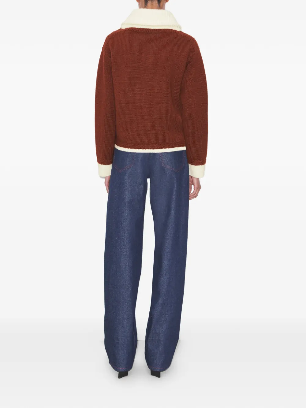  Tory Burch Pull Colour Block à Col V - Marron 