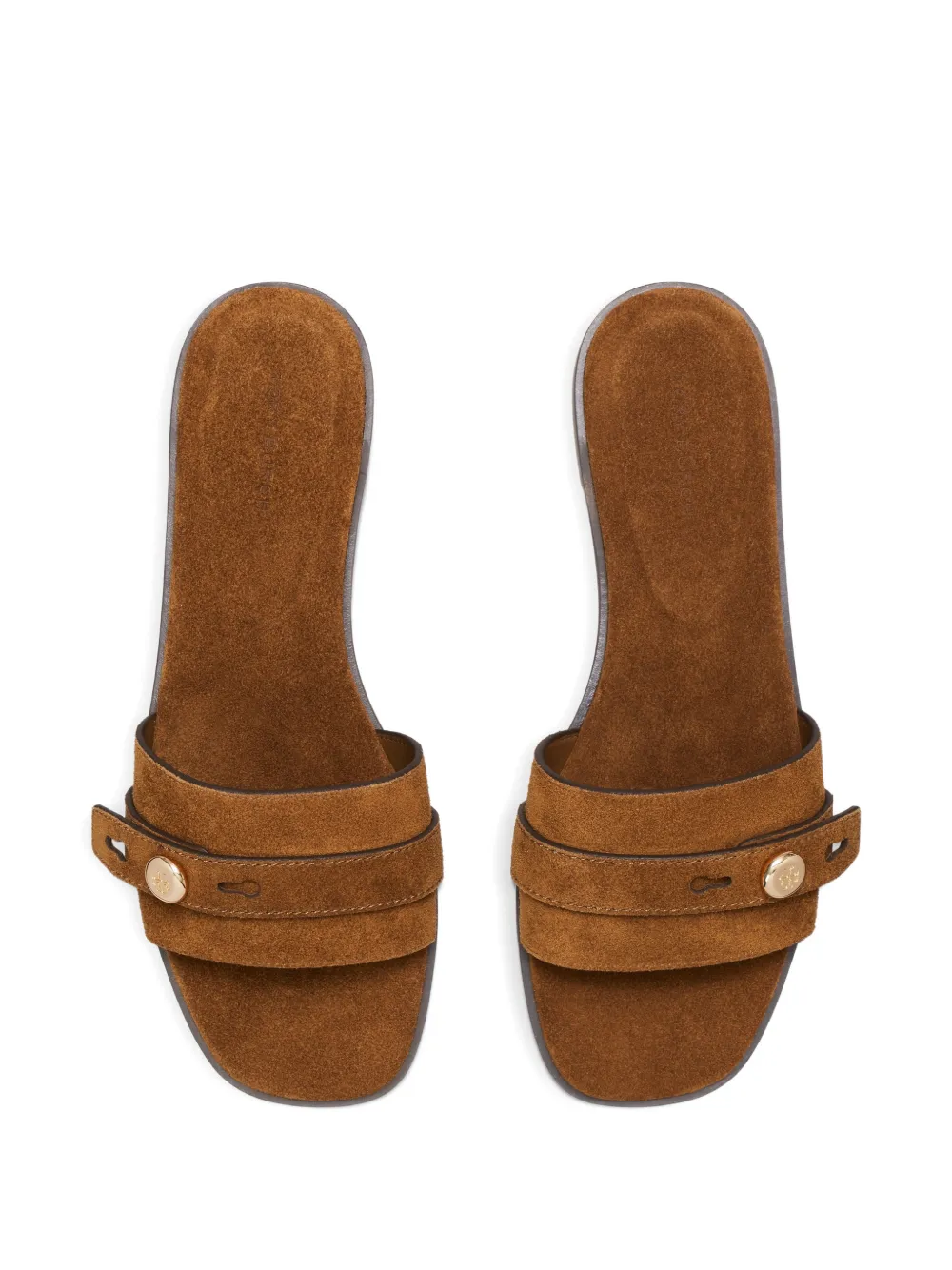 Tory Burch Romy slippers met bandje en knoop Bruin