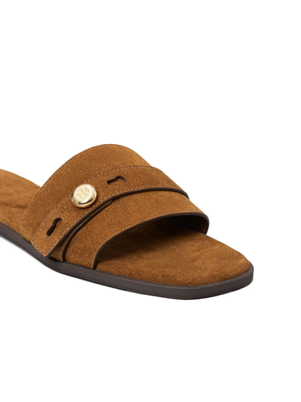 Tory Burch Romy slippers met bandje en knoop Bruin