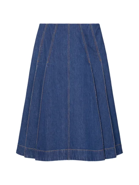 Tory Burch pleated denim midi skirt