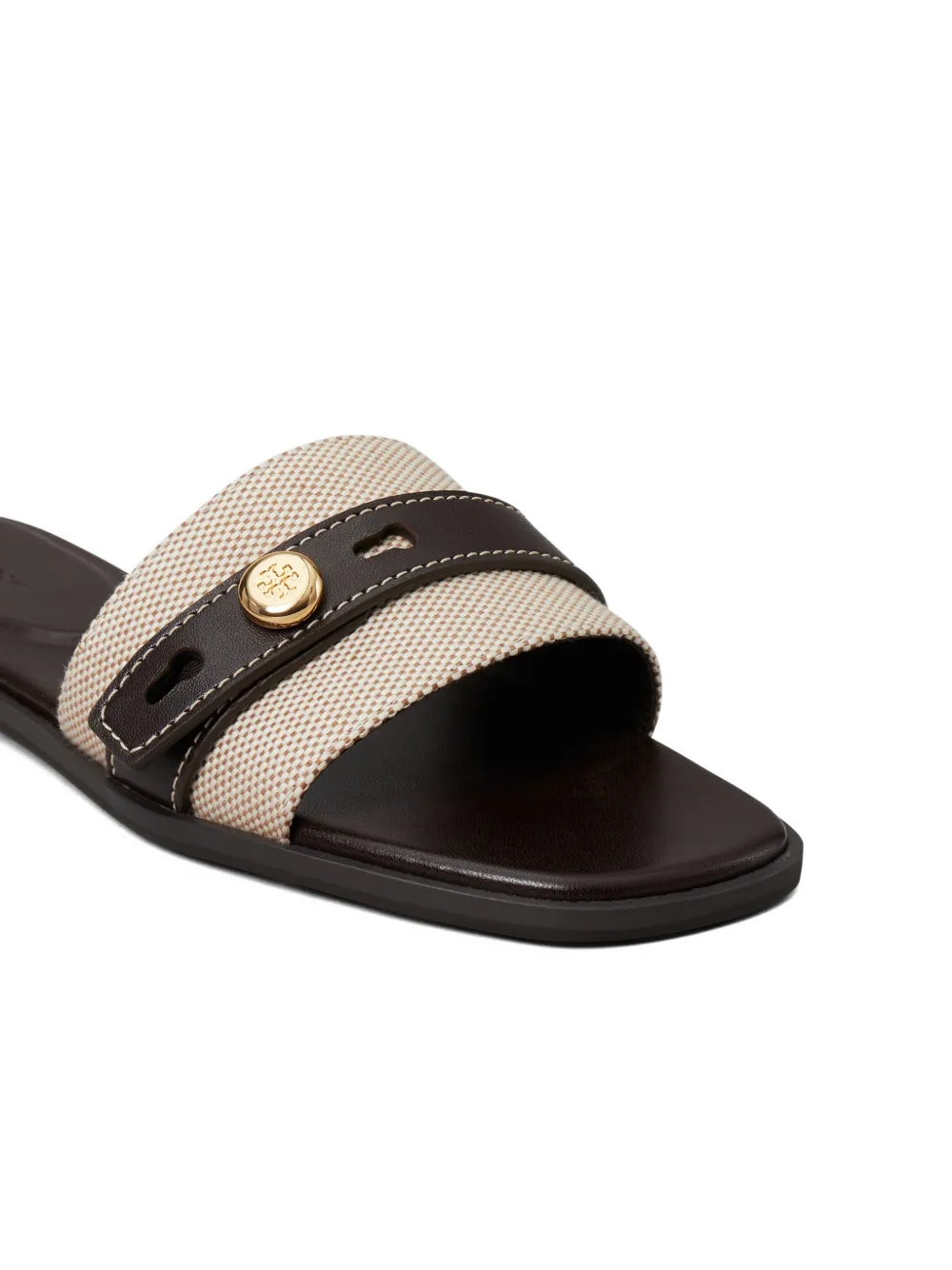 Tory Burch Romy slippers met bandje en knoop Beige