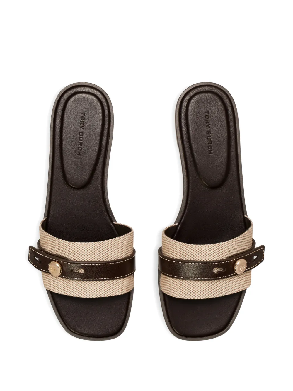 Tory Burch Romy slippers met bandje en knoop Beige