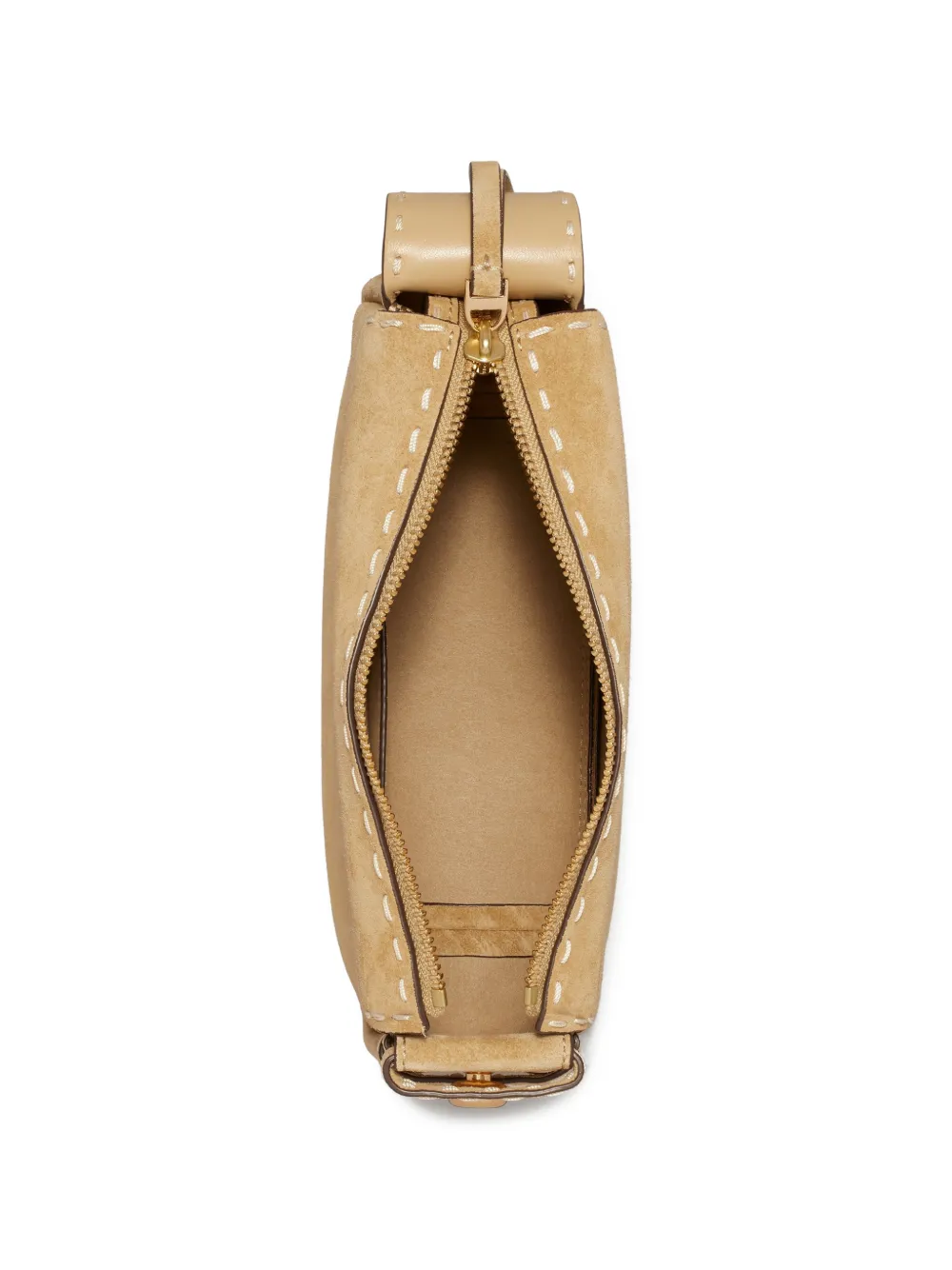 Tory Burch Romy schoudertas met stiksels Beige