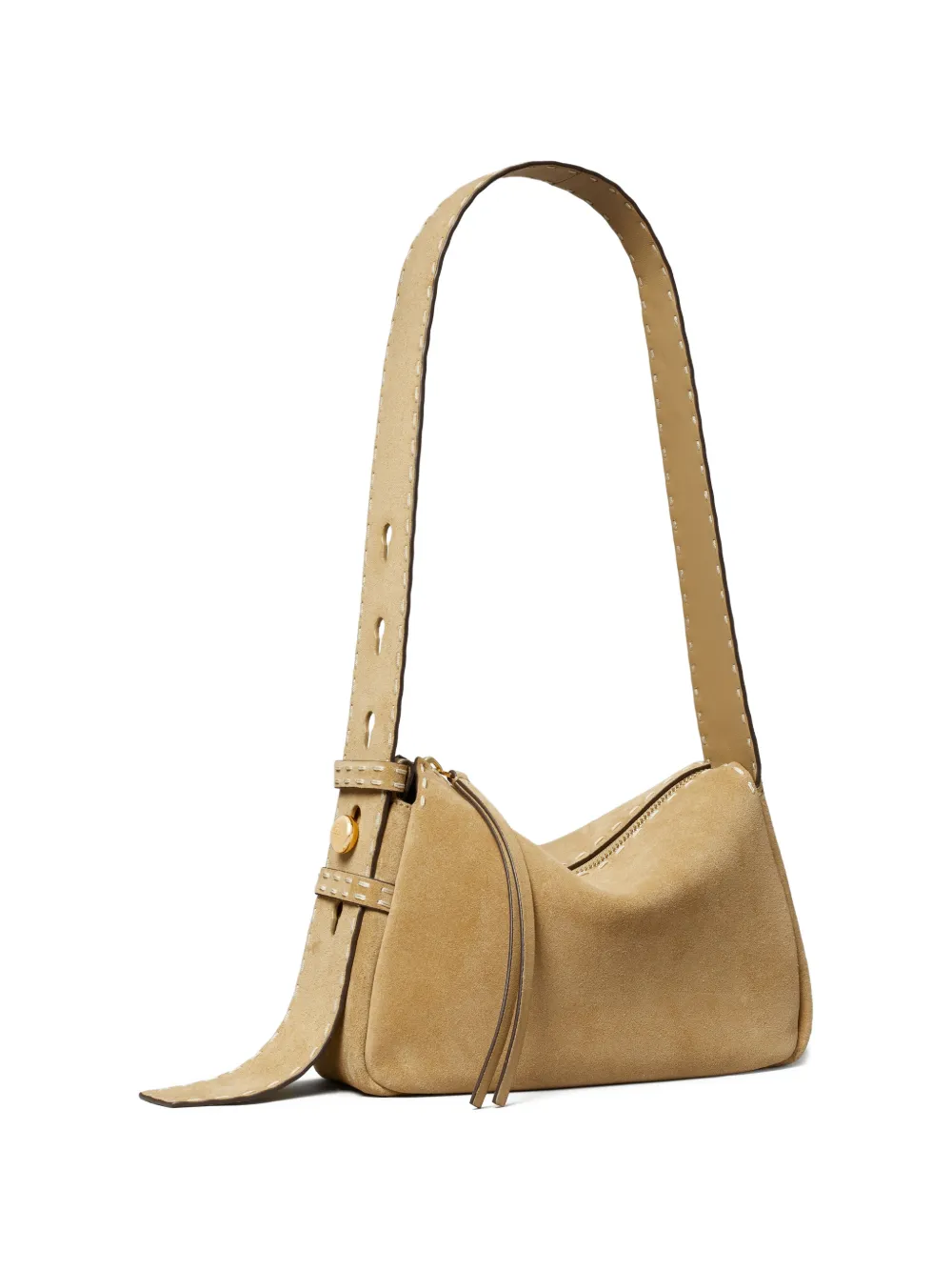 Tory Burch Romy schoudertas met stiksels Beige