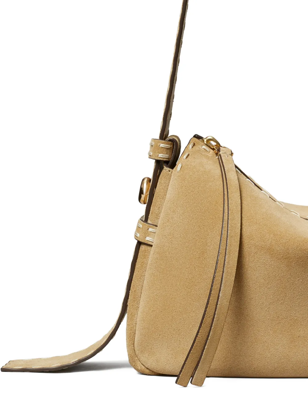 Tory Burch Romy schoudertas met stiksels Beige