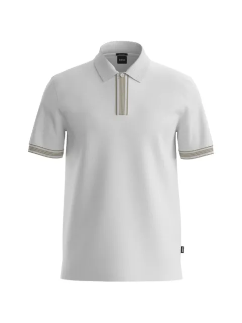 BOSS polo zippé à bords rayés