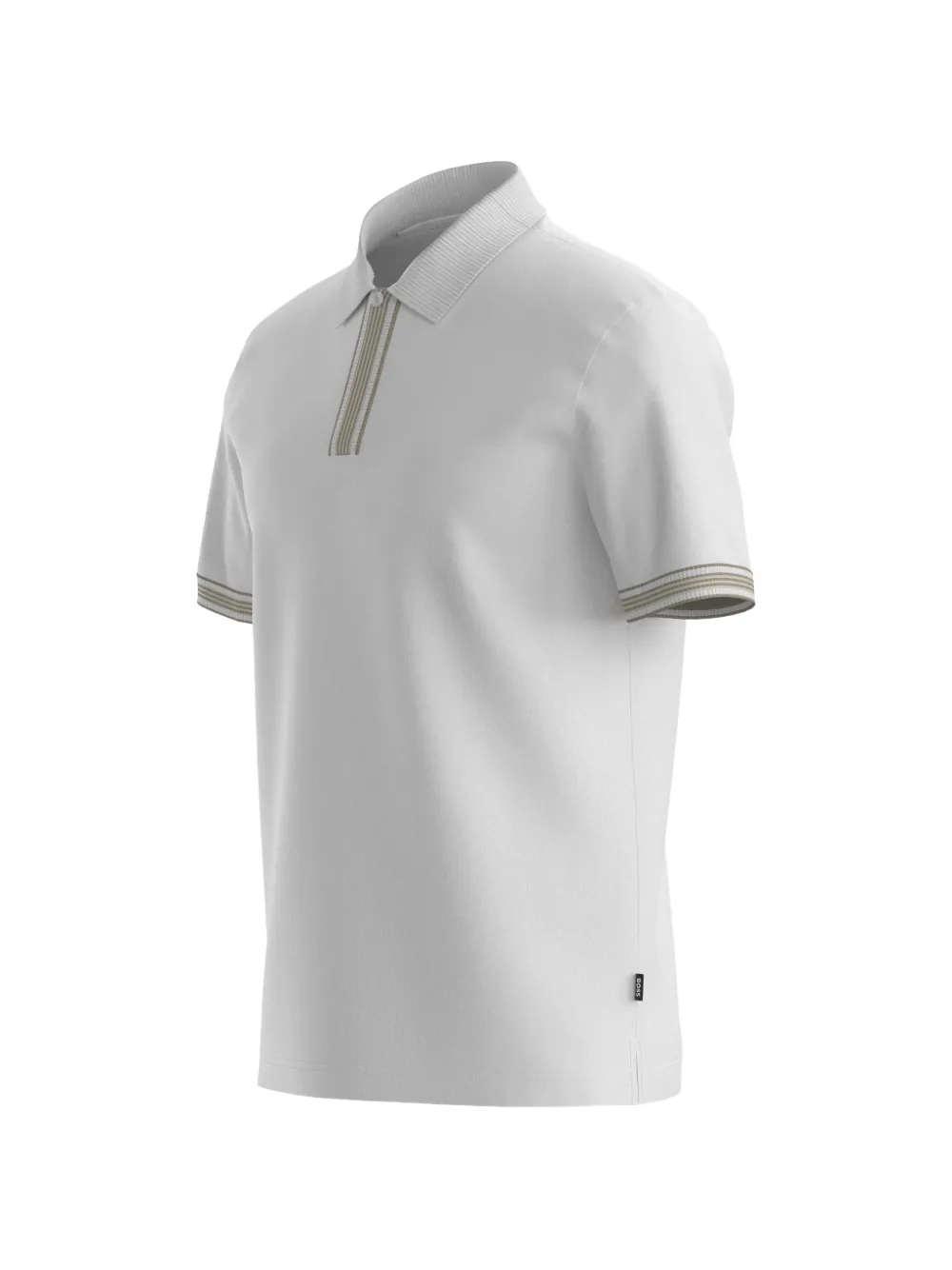 BOSS Poloshirt met gestreepte afwerking en rits Wit