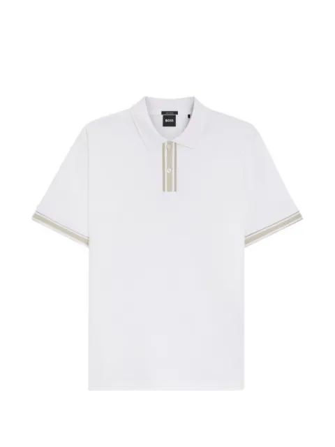 BOSS playera tipo polo con cierre y ribete de rayas