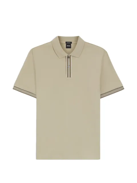 BOSS striped-trim polo shirt in mercerised cotton