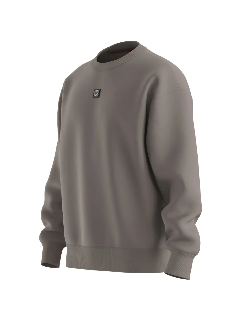 HUGO Dettil sweater met ronde hals en logopatch Bruin