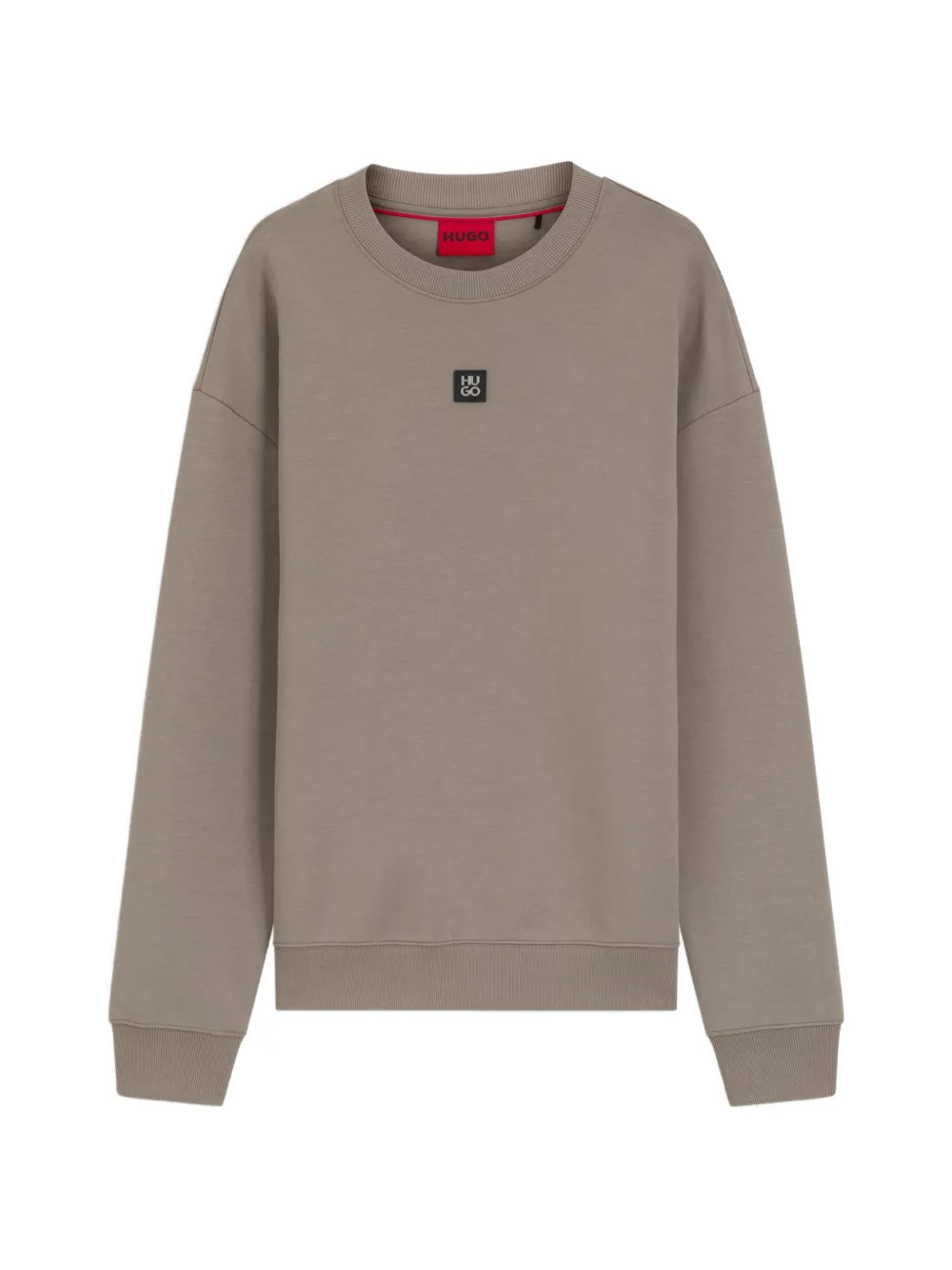 HUGO Dettil sweater met ronde hals en logopatch Bruin