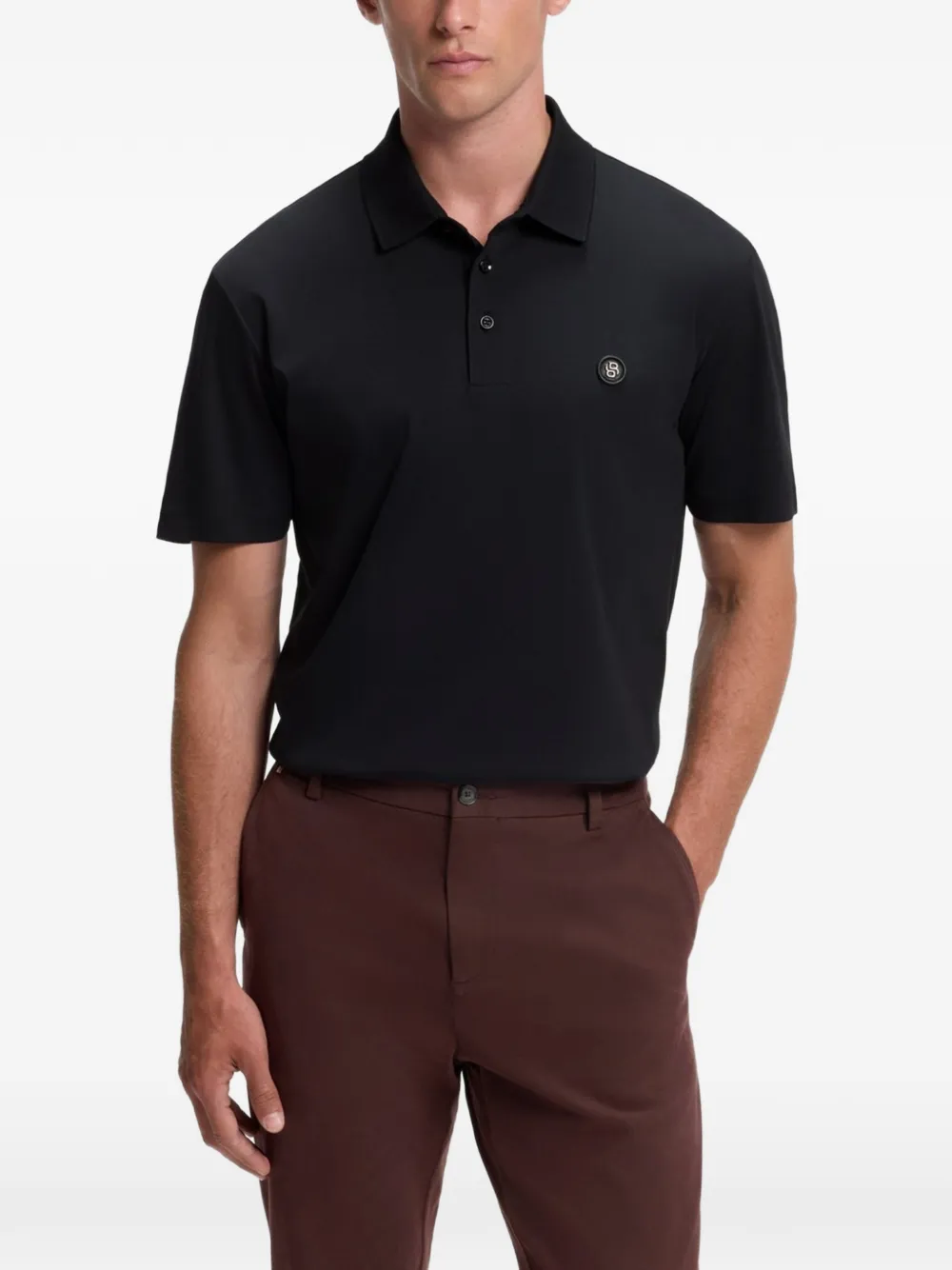 BOSS Poloshirt met logopatch Zwart