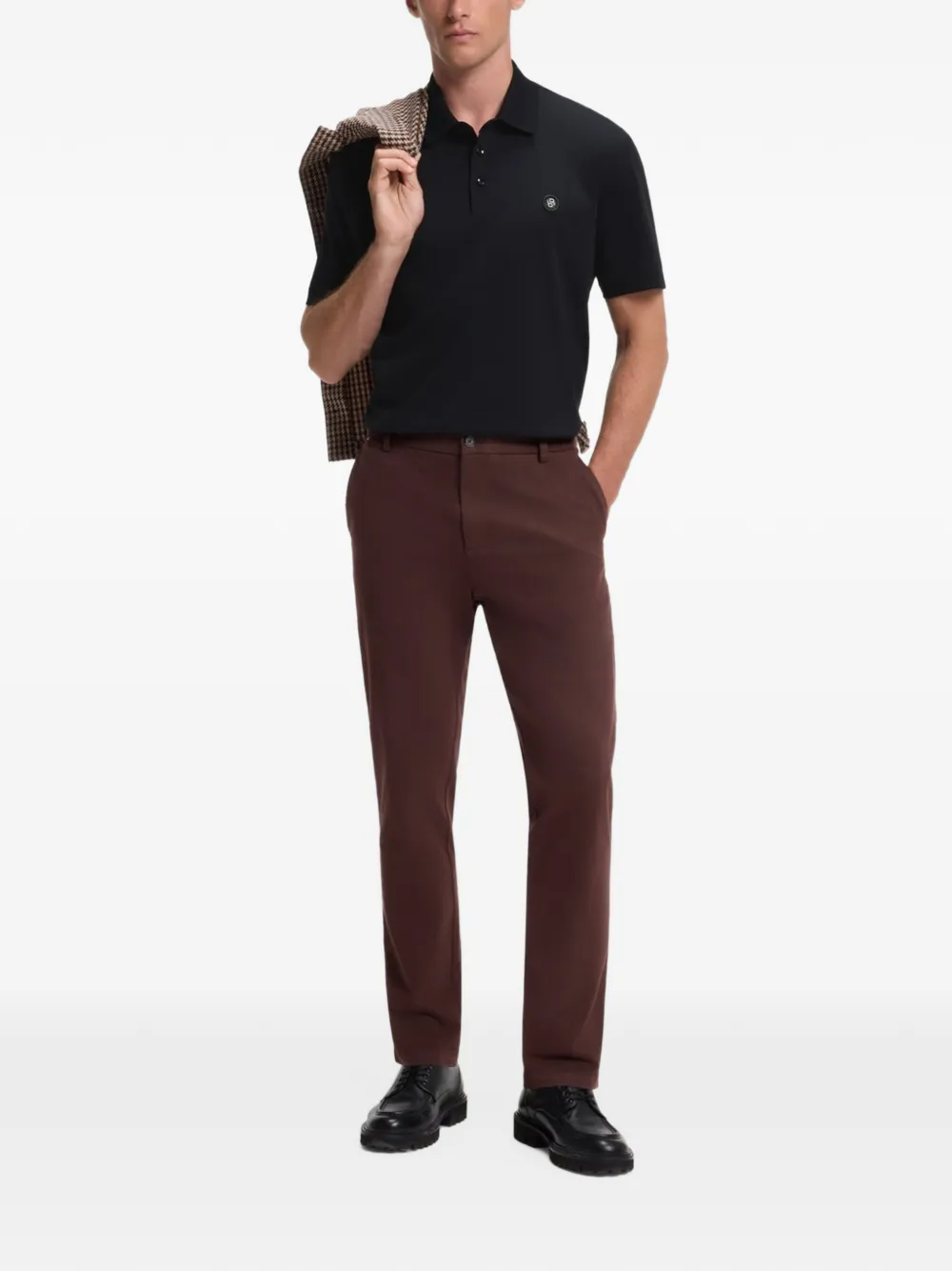 BOSS Poloshirt met logopatch Zwart