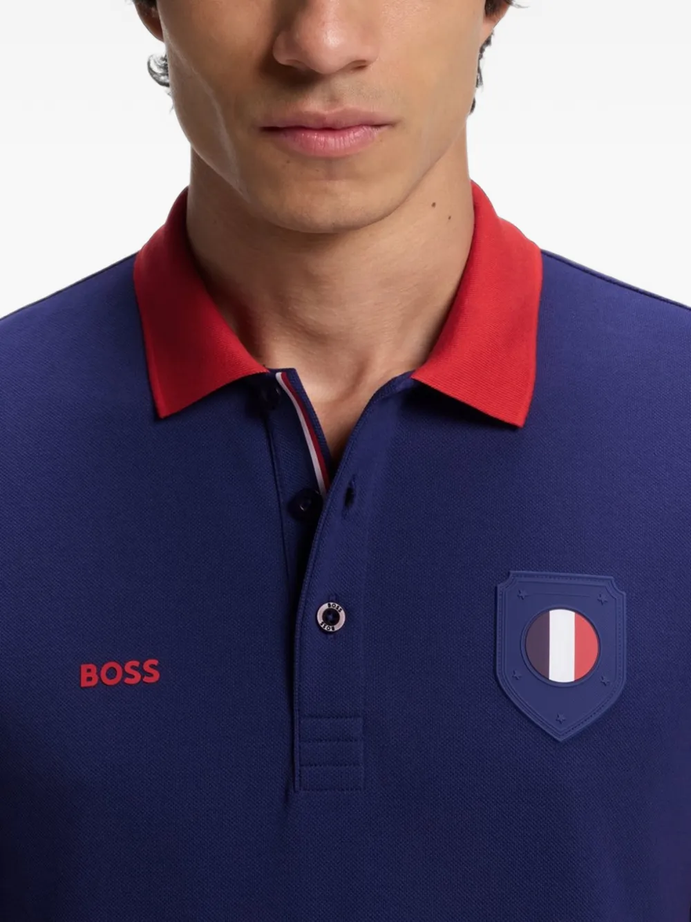 BOSS Paddy poloshirt met vlag Blauw