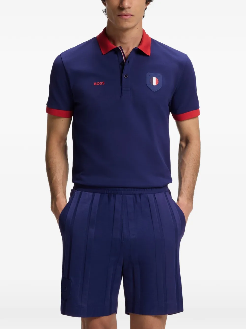 BOSS Paddy poloshirt met vlag Blauw
