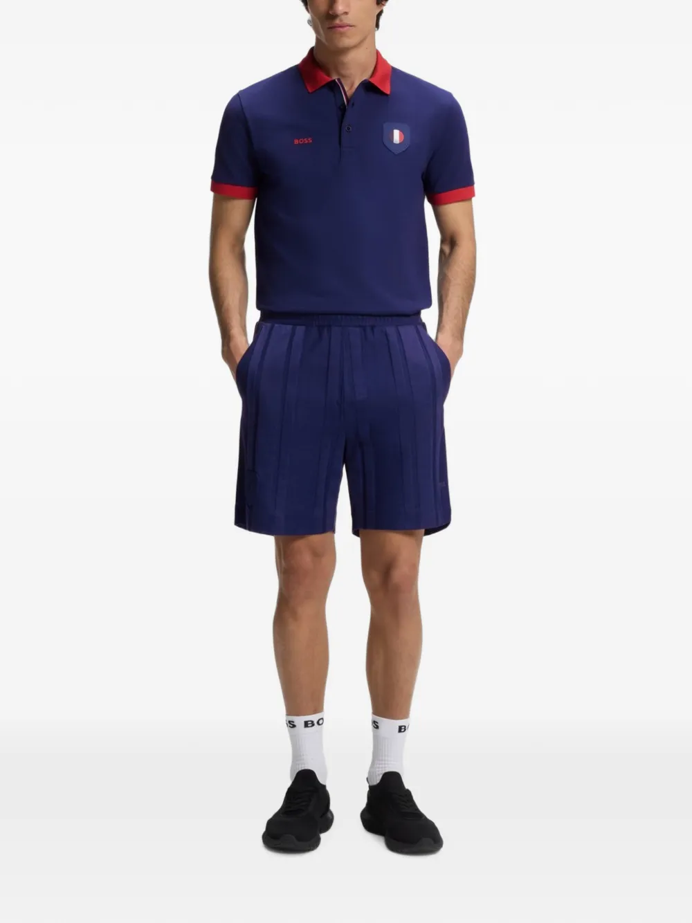 BOSS Paddy poloshirt met vlag Blauw