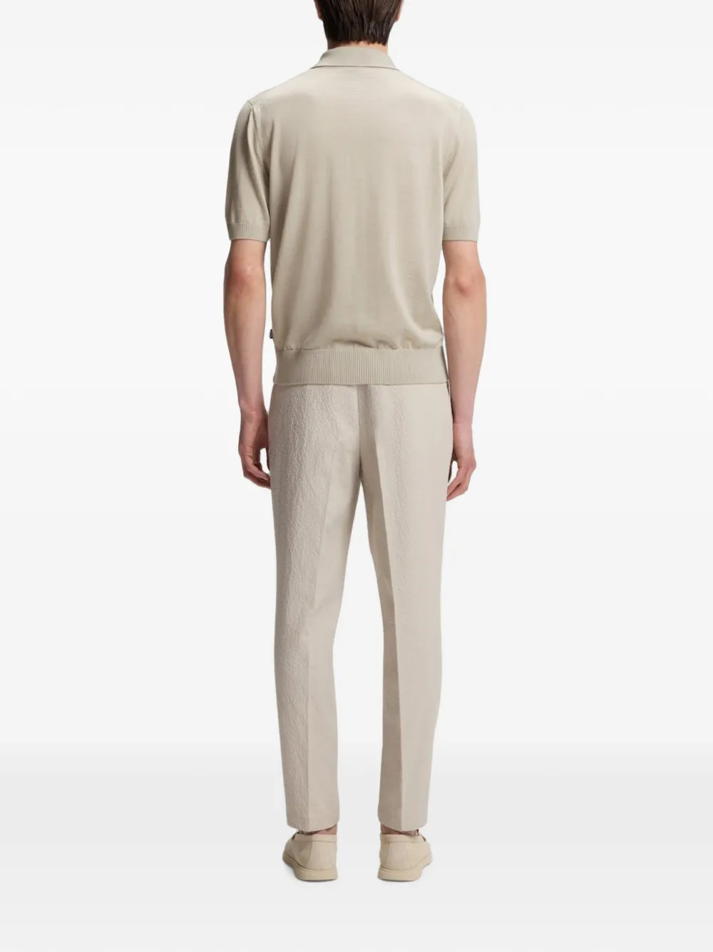 BOSS Gebreide polotop van scheerwol Beige