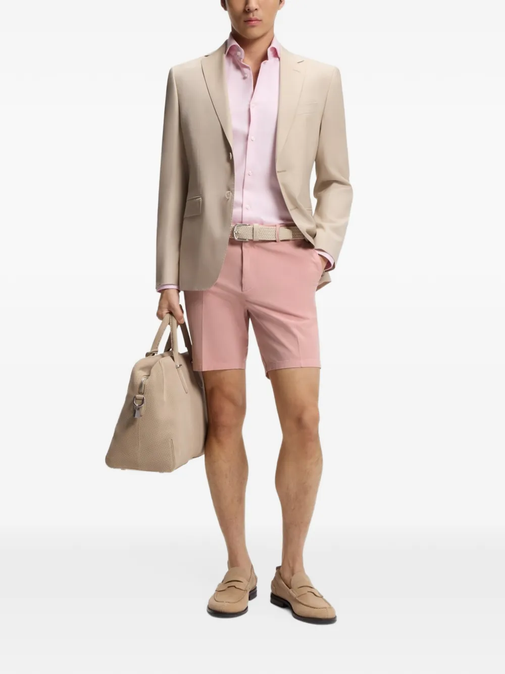 BOSS Shorts van stretch-katoen Roze