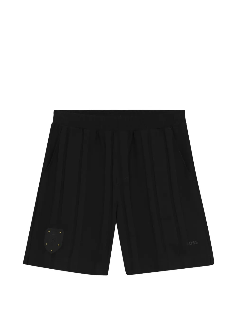 BOSS GREEN HUGO BOSS appliqué pleated shorts - Black