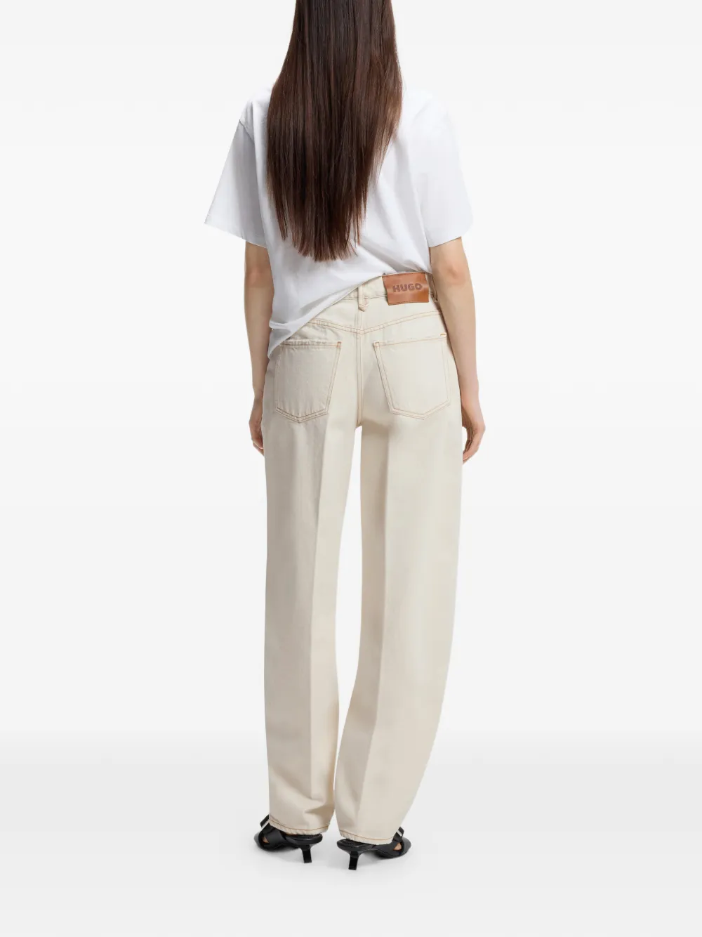  Hugo Topstitch Cotton Jeans - Neutrals 