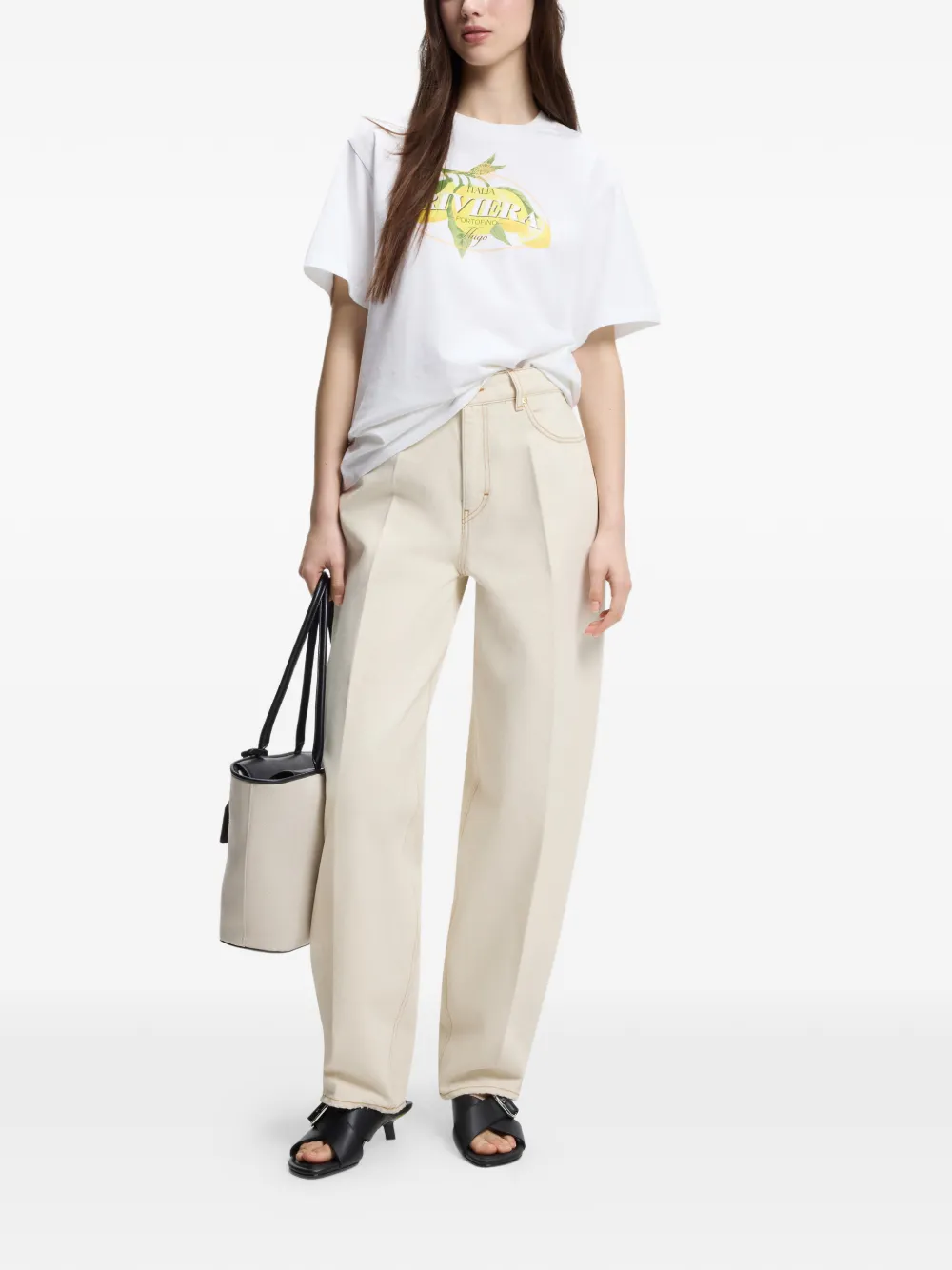  Hugo Topstitch Cotton Jeans - Neutrals 