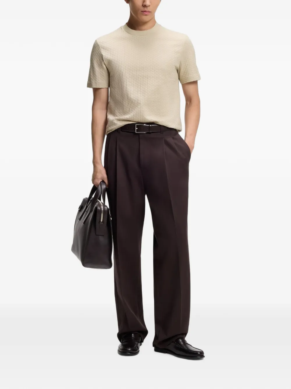 BOSS T-shirt met ronde hals Beige