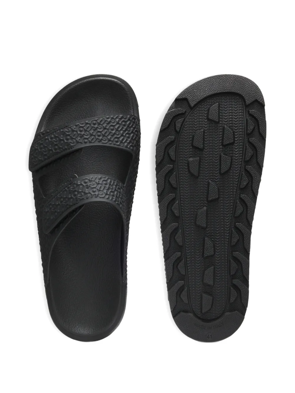 HUGO Slippers met textuur en bandje Zwart